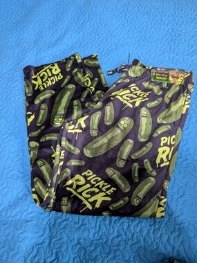 Pickle Rick Kids Pajama Bottoms - Black & Green